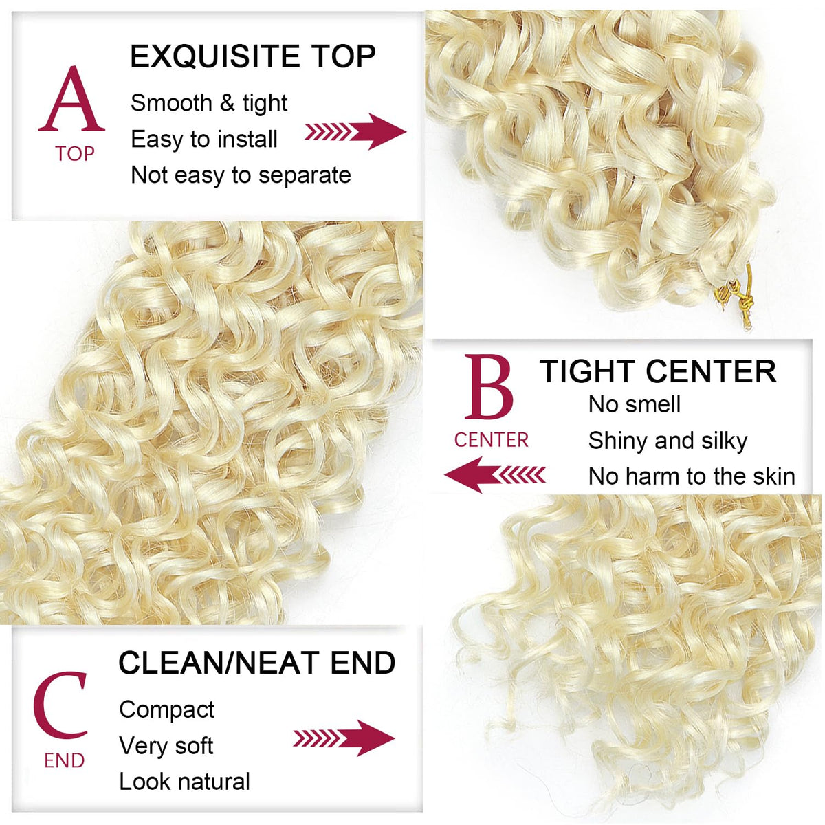 YXCHERISHAIR Curly Crochet Hair 8 Packs GoGo Curl 18inch 613# styled on model