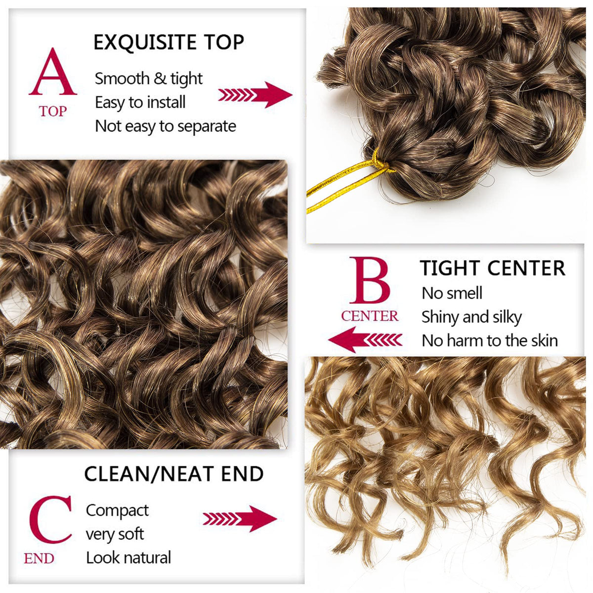 YXCHERISHAIR Curly Crochet Hair 8 Packs GoGo Curl 18inch close-up of curls
