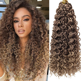 YXCHERISHAIR Curly Crochet Hair 8 Packs GoGo Curl 18inch front view