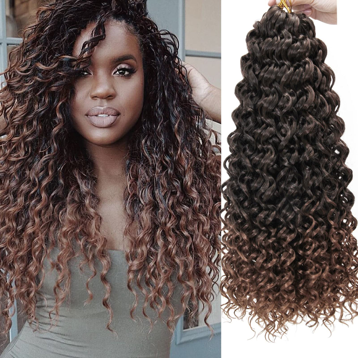 YXCHERISHAIR Curly Crochet Hair 8 Packs GoGo Curl 1B/30 front view