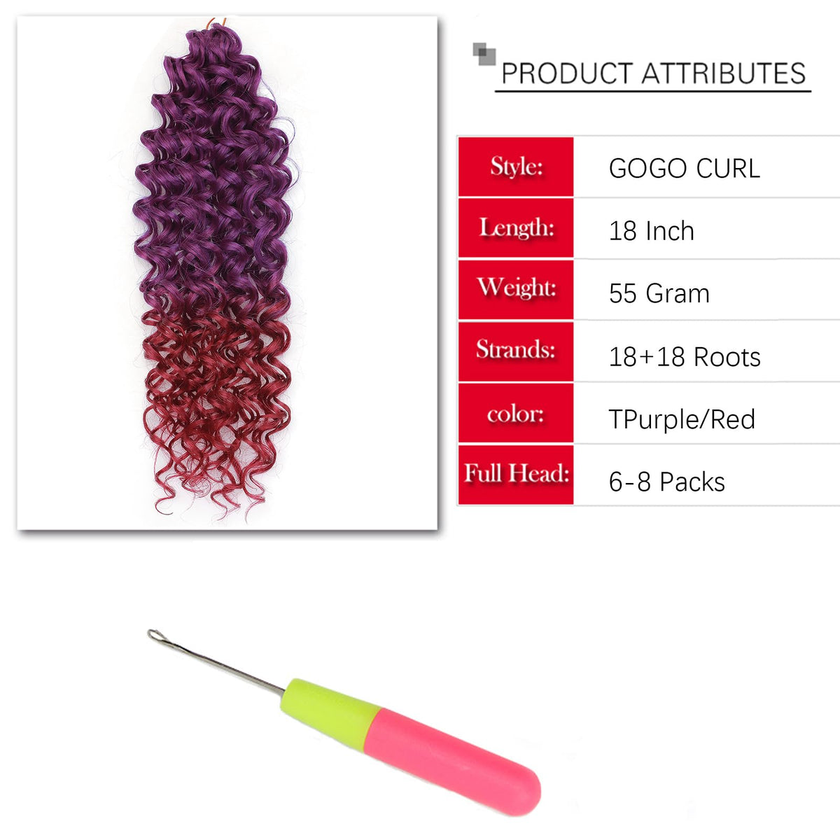 YXCHERISHAIR Curly Crochet Hair 8 Packs packaging