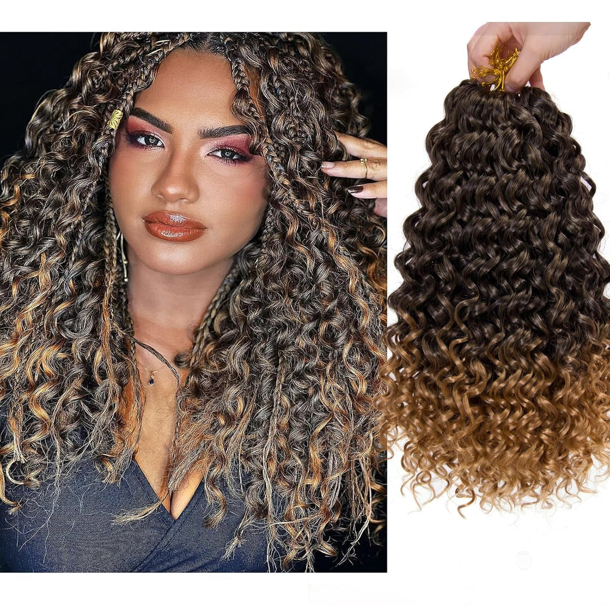 YXCHERISHAIR Curly Crochet Hair GoGo Curl 12inch front view