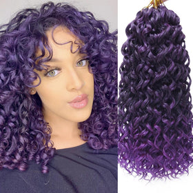 YXCHERISHAIR Curly Crochet Hair GoGo Curl 14 Inch Purple front view