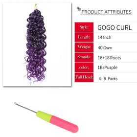 YXCHERISHAIR Curly Crochet Hair GoGo Curl 14 Inch Purple in packaging