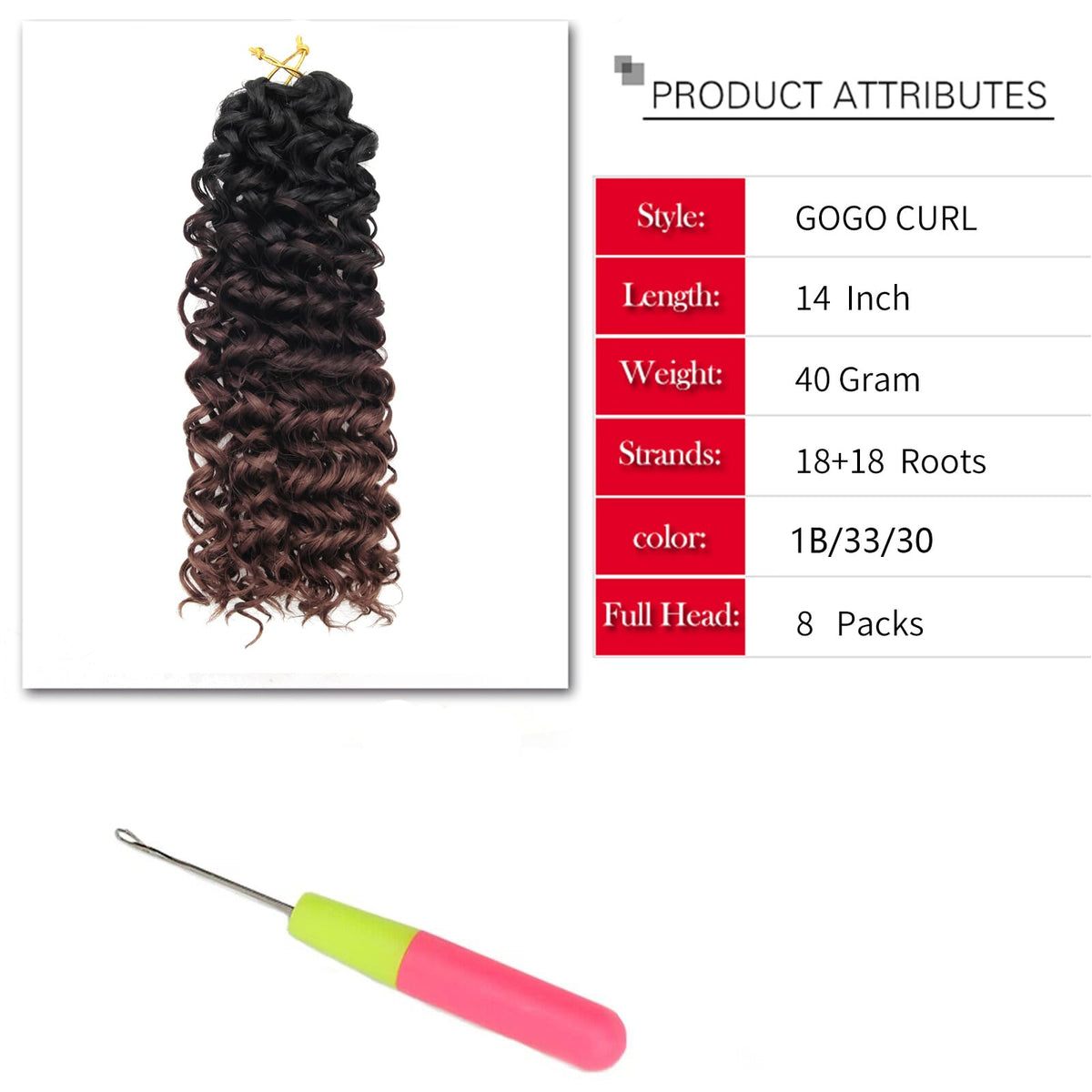 YXCHERISHAIR Curly Crochet Hair GoGo Curl 14inch close-up of curls