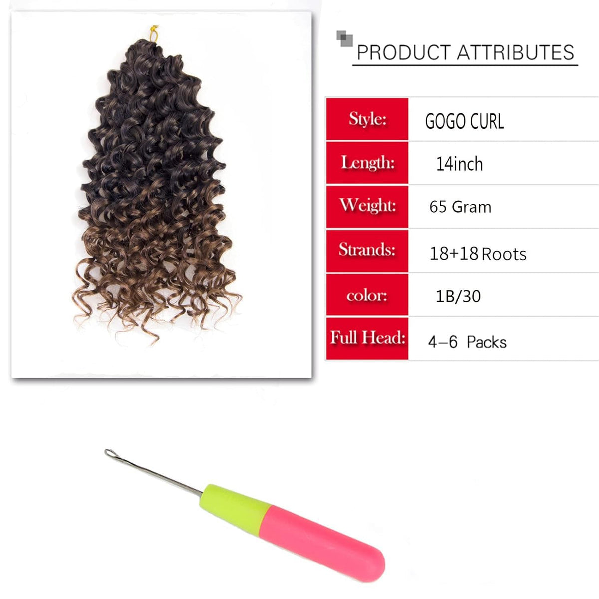 YXCHERISHAIR Curly Crochet Hair GoGo Curl 14inch texture close-up