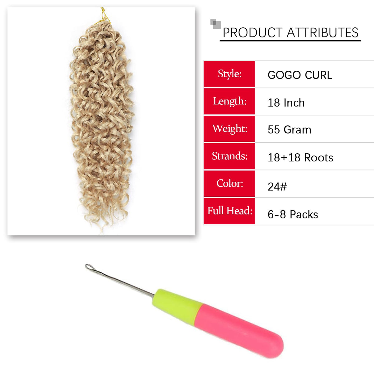 YXCHERISHAIR Curly Crochet Hair GoGo Curl 18 Inch texture close-up