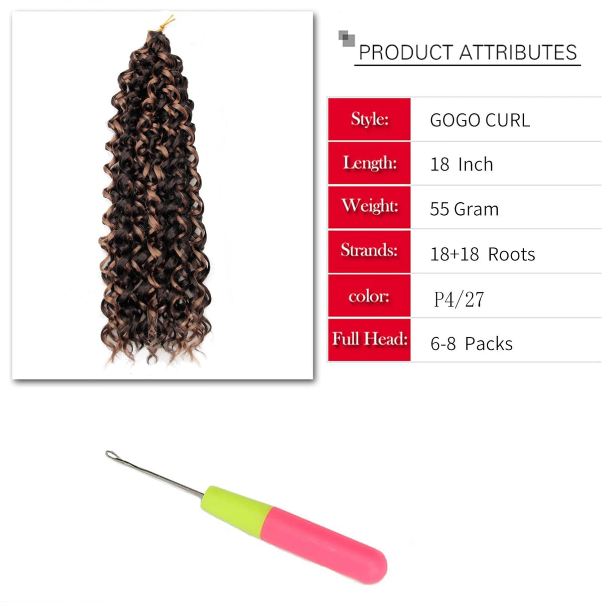 YXCHERISHAIR Curly Crochet Hair GoGo Curl 18inch close-up of curls
