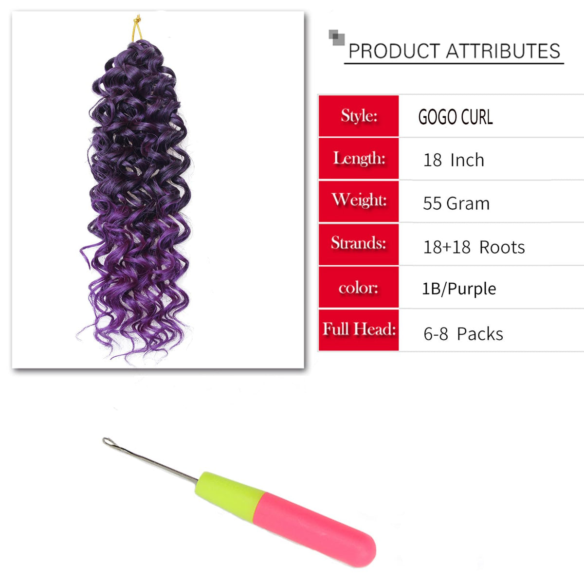 YXCHERISHAIR Curly Crochet Hair GoGo Curl 18inch in various colors