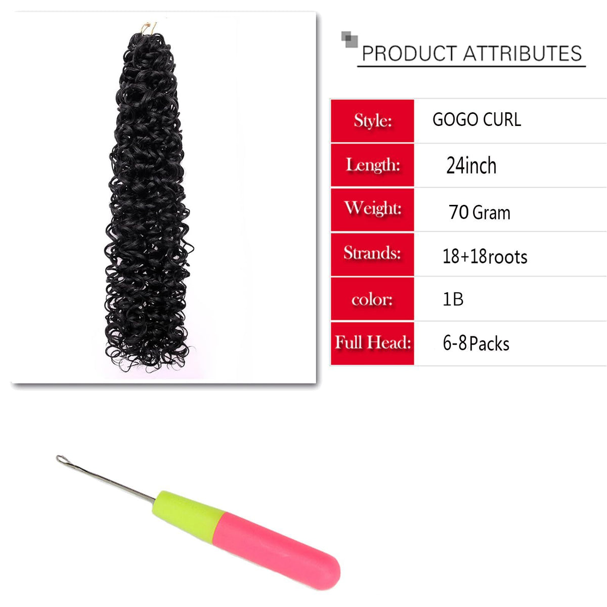 YXCHERISHAIR Curly Crochet Hair GoGo Curl 24inch close-up of curls