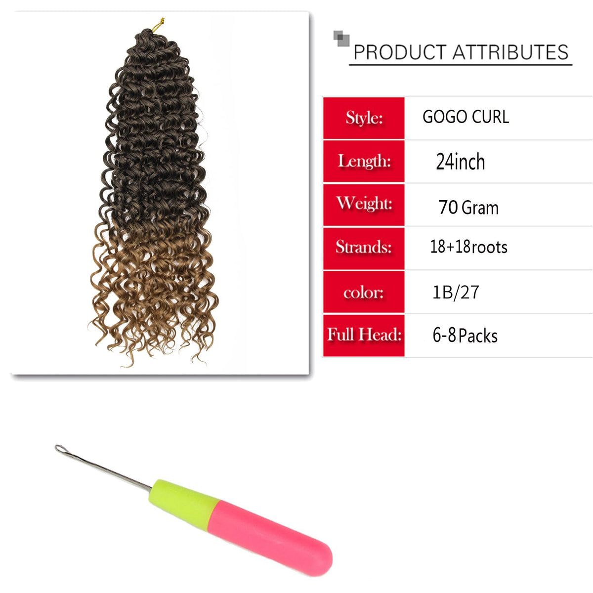 YXCHERISHAIR Curly Crochet Hair GoGo Curl 24inch close-up of curls