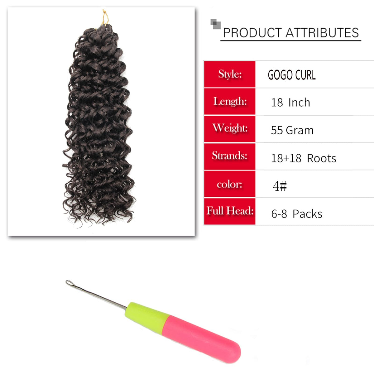 YXCHERISHAIR Curly Crochet Hair packaging with 8 packs