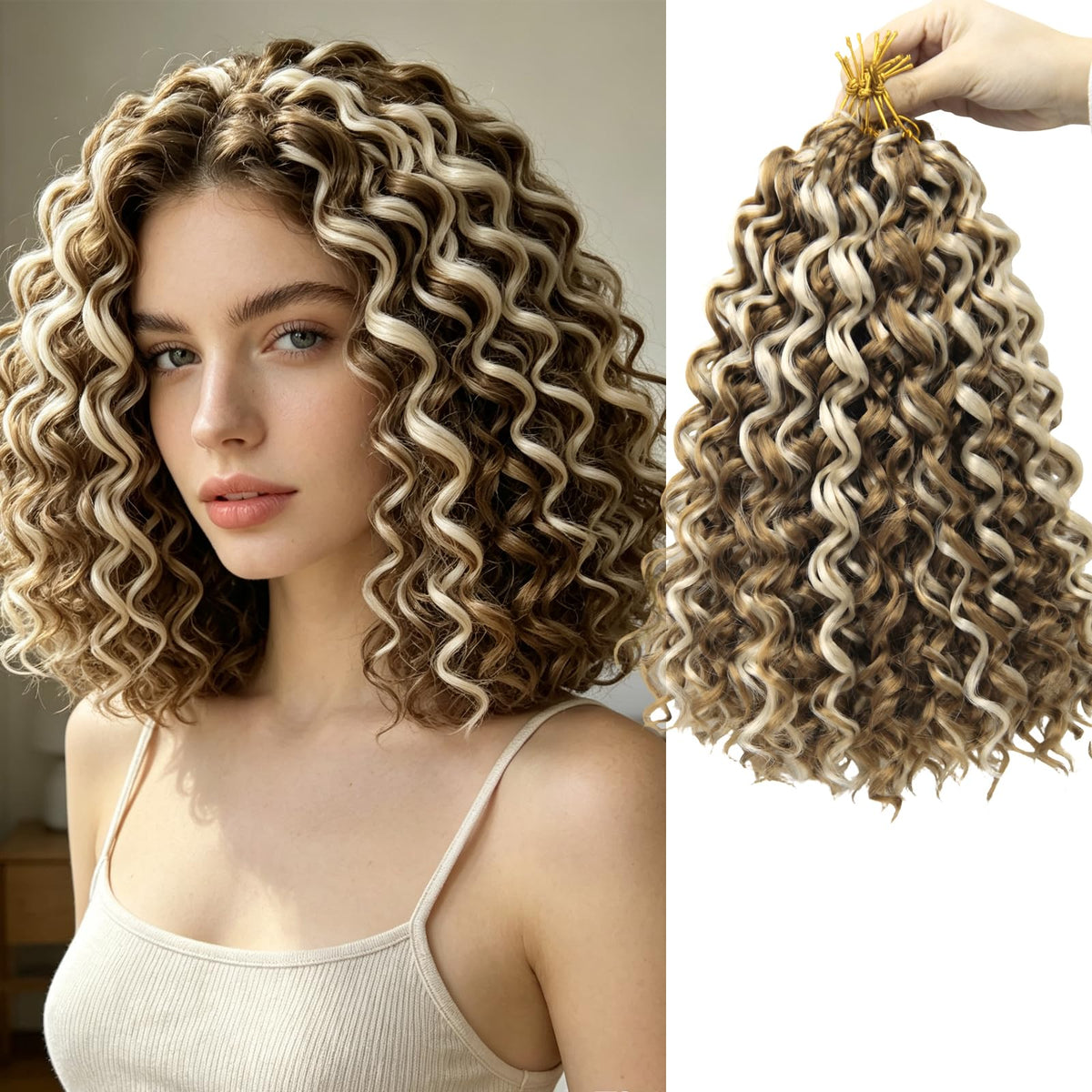 YXCHERISHAIR GoGo Curl Crochet Hair 14 inch P27/613 front view