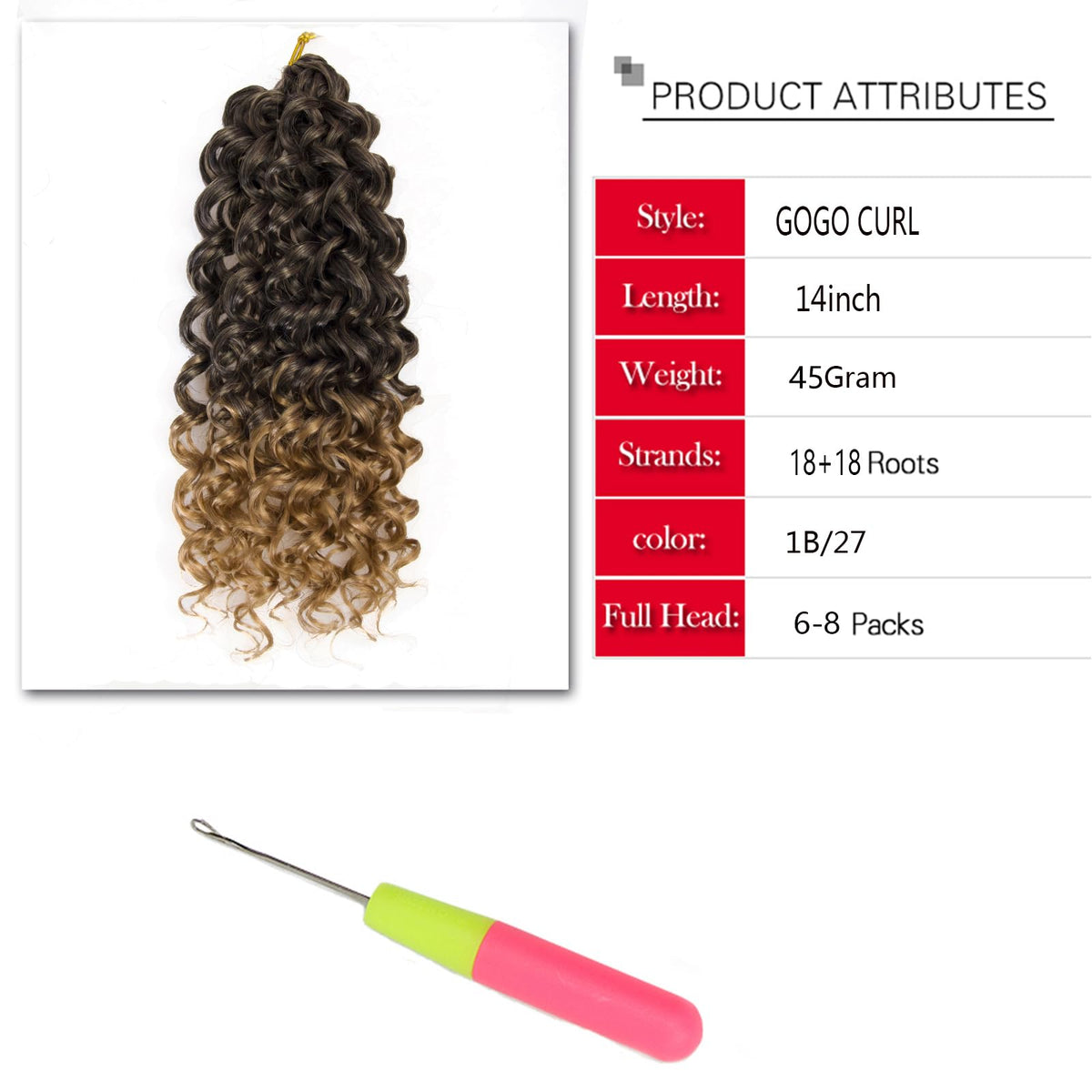 YXCHERISHAIR GoGo Curl Crochet Hair 14 inch packaging