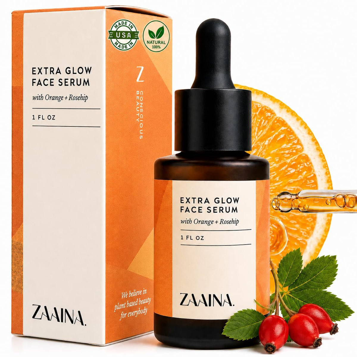ZAAINA Extra Glow Face Oil Serum front view with elegant packaging