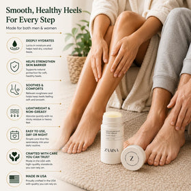 ZAAINA Heel Balm Stick applied on cracked heel