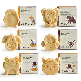 ZAAINA Kids Soap Set on display showing the fun animal designs