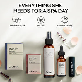 ZAAINA Luxury Spa Gift Basket elegantly packaged for gifting