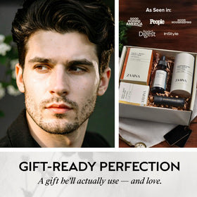 ZAAINA Men’s Spa Gift Set packaging with decorative filler