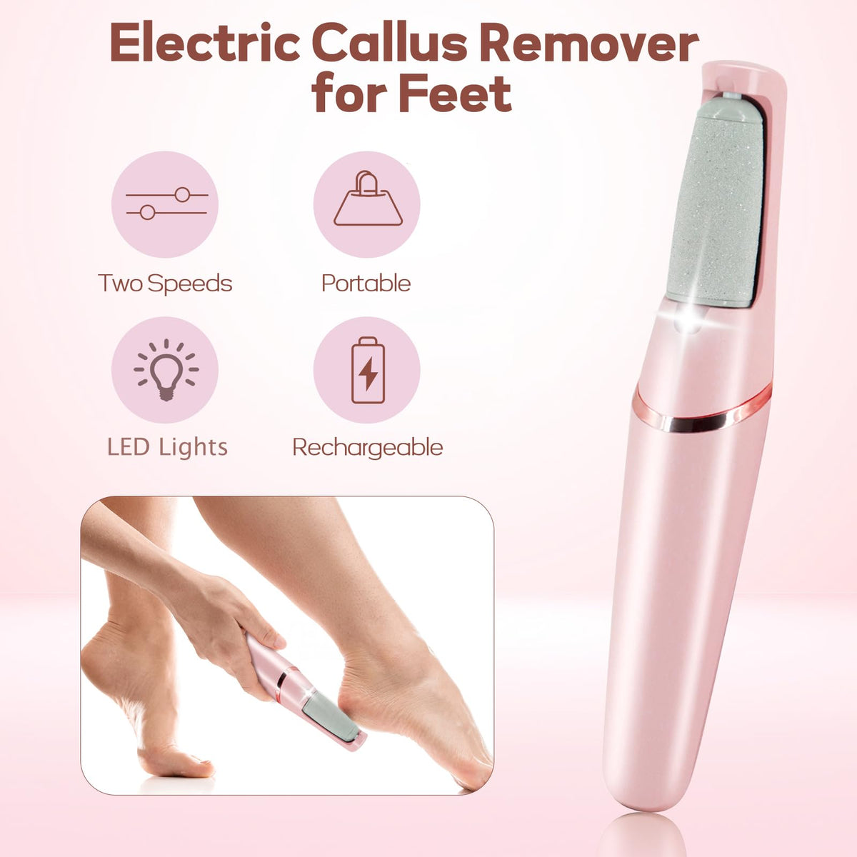 ZABOUL Electric Foot Callus Remover with roller heads