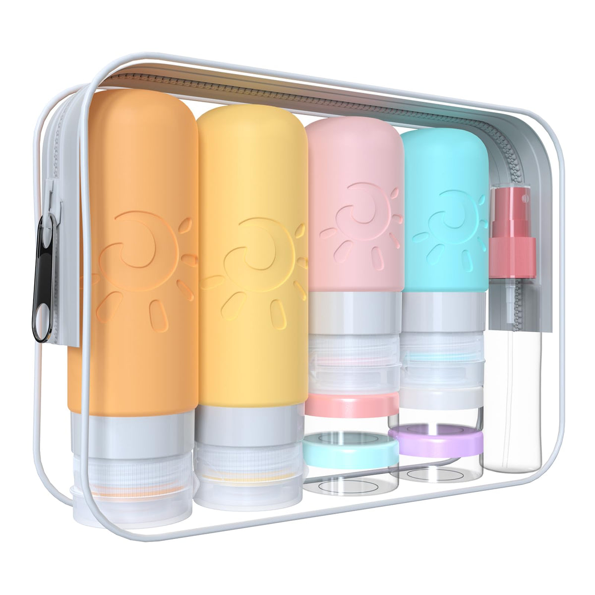 Zafit 18 Pack Travel Bottles Set with multicoloured silicone containers