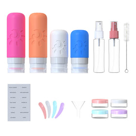 Zafit travel bottles in a transparent makeup bag