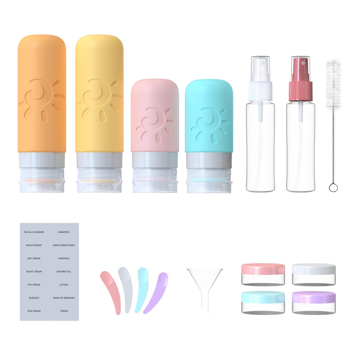 Zafit travel bottles set including various sizes and styles