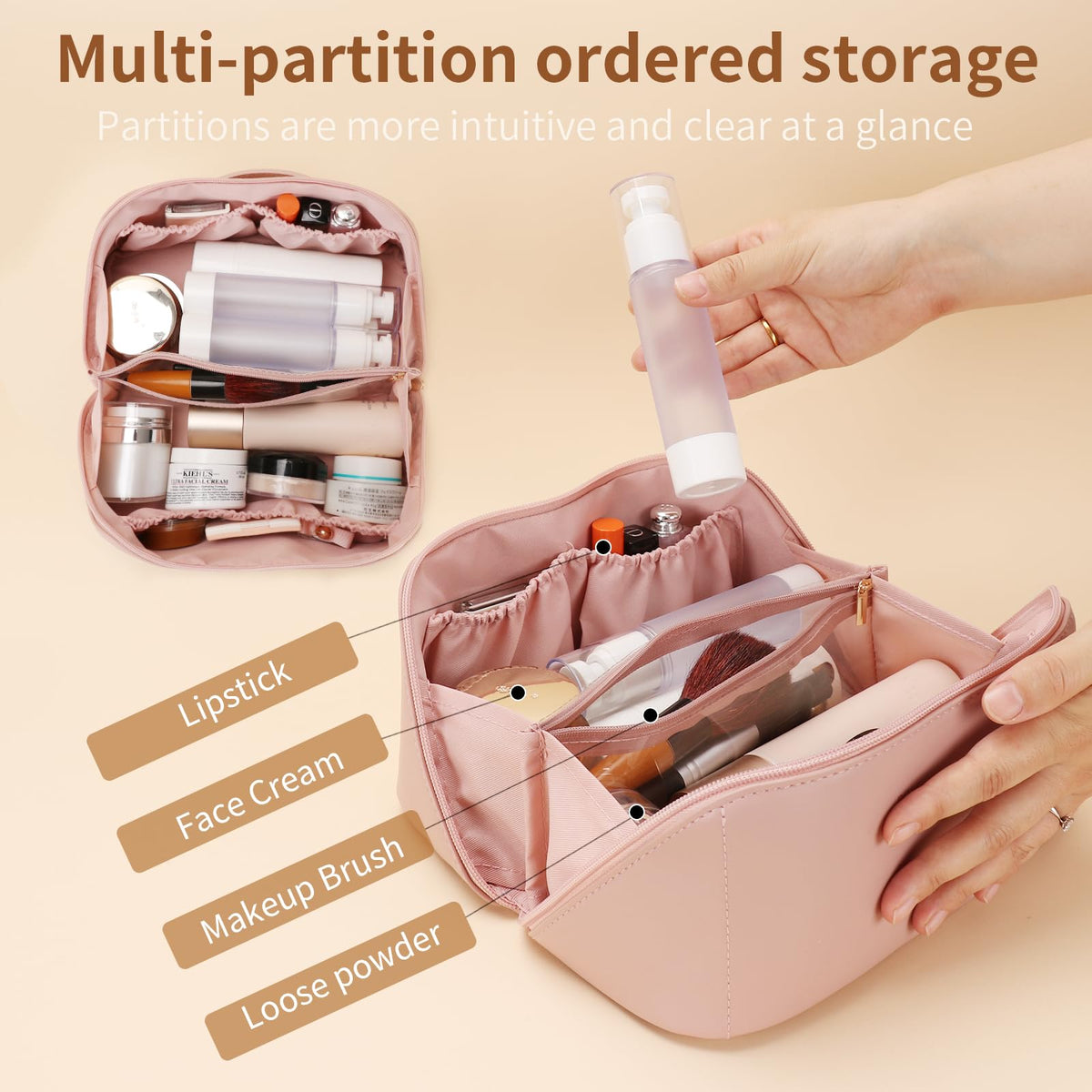 zaleeta mesh bag for additional storage inside makeup bag