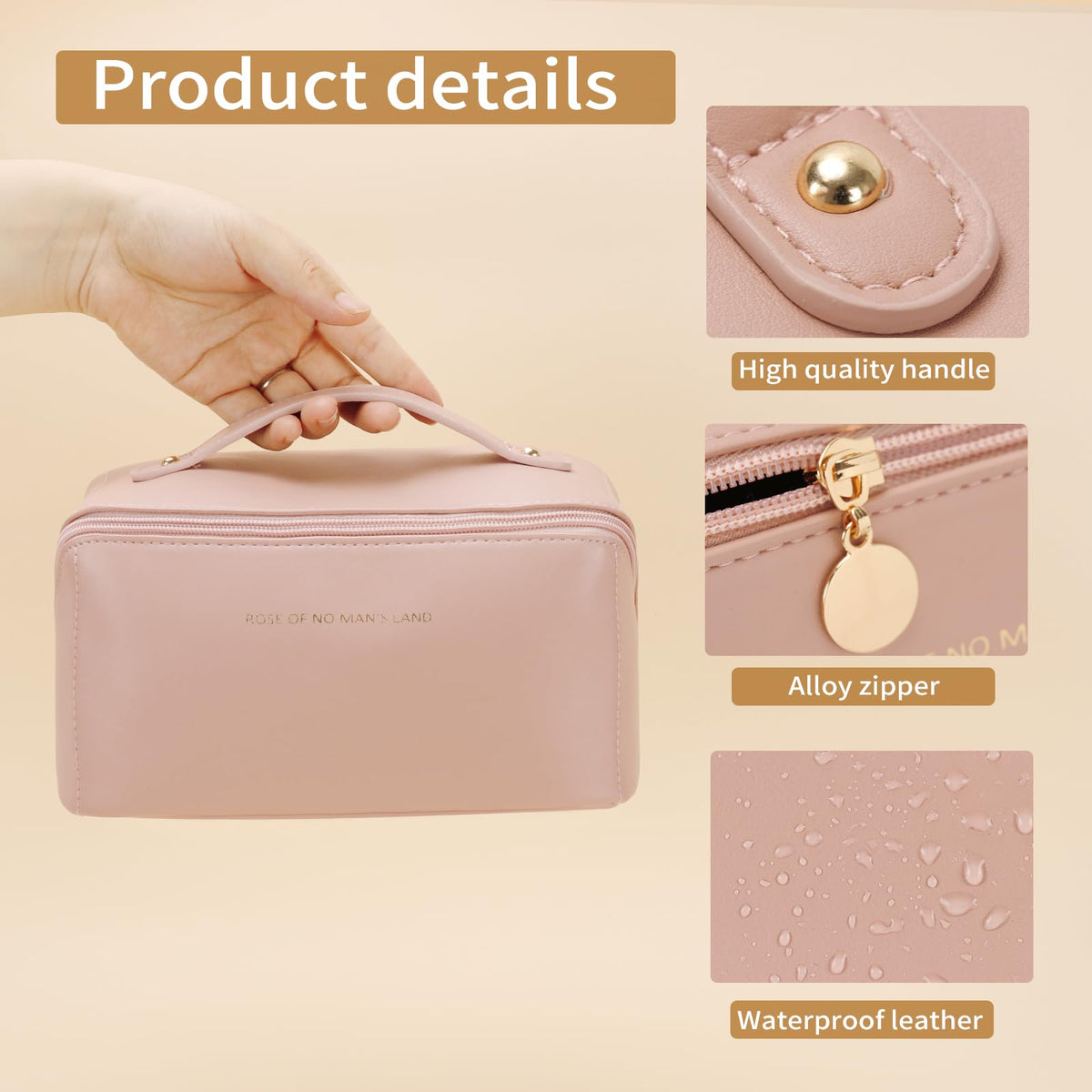 zaleeta waterproof cosmetic bag showing interior compartments