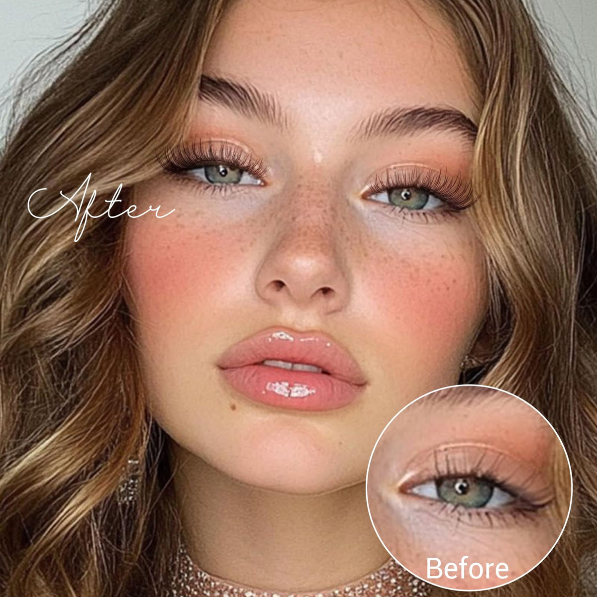 zanlufly Brown Lash Clusters displayed with lash map