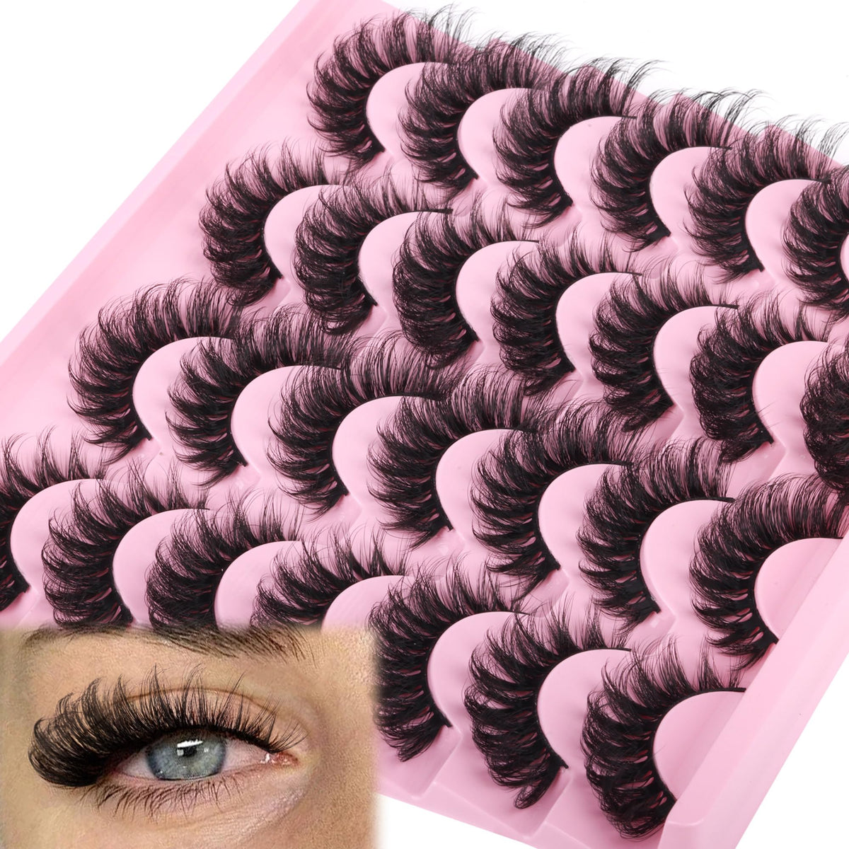 zanlufly Cat Eye False Eyelashes front view with packaging