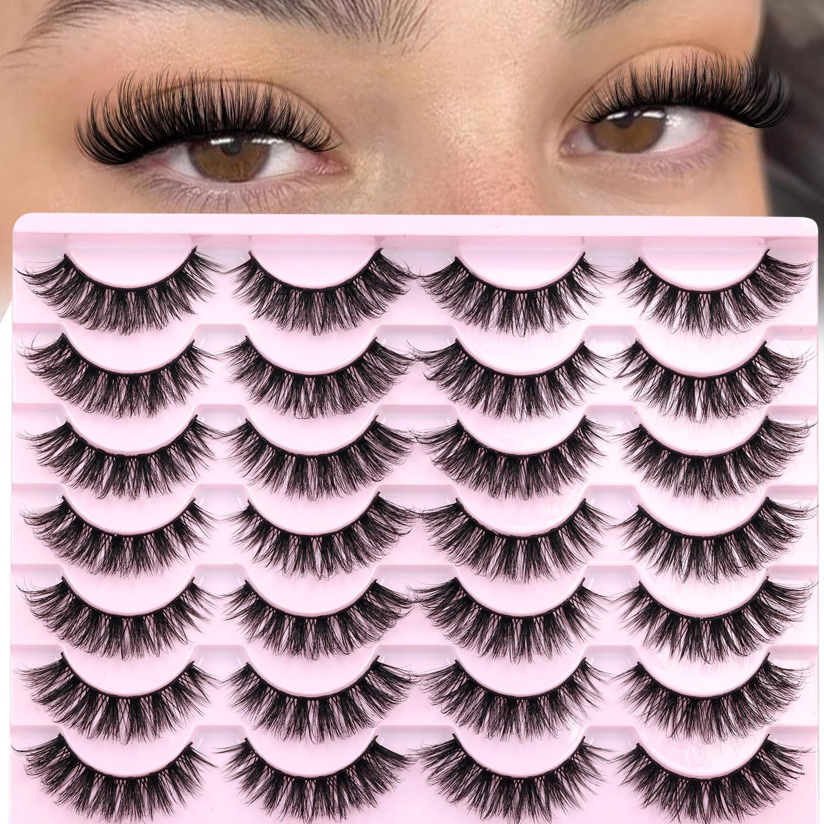 zanlufly Cat Eye False Lashes pack with 14 pairs