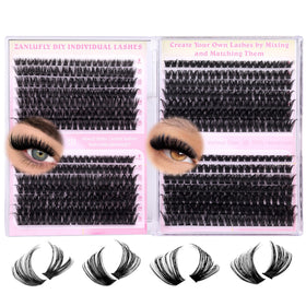 zanlufly Lash Clusters 560Pcs front view with various lash lengths