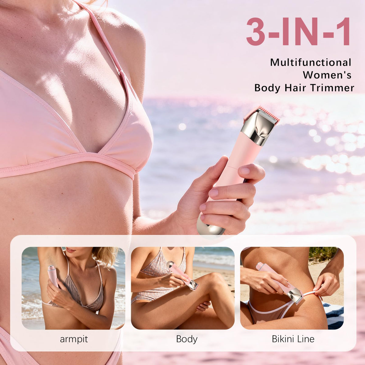 Zanre Bikini Shaver & Trimmer side view showing dual blade technology