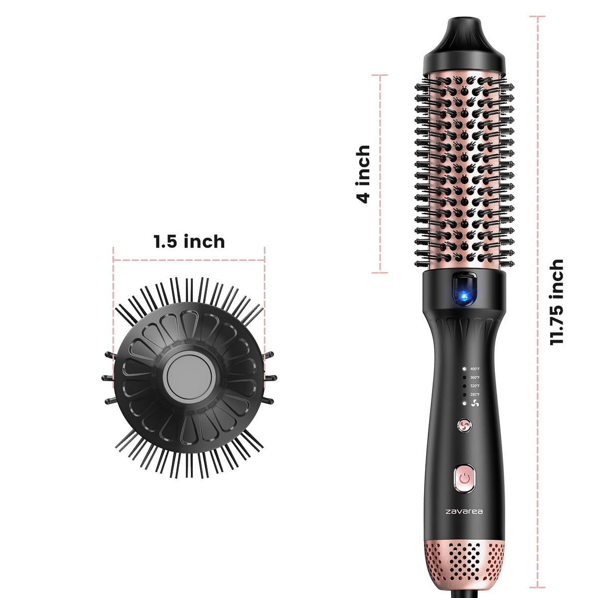 ZAVAREA Thermal Brush showing auto shut-off feature