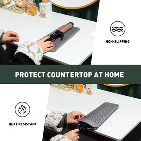 ZAXOP Heat Resistant Silicone Mat Pouch in lifestyle setting with hair tools
