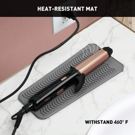 ZAXOP Heat Resistant Silicone Mat Pouch open with curling iron inside