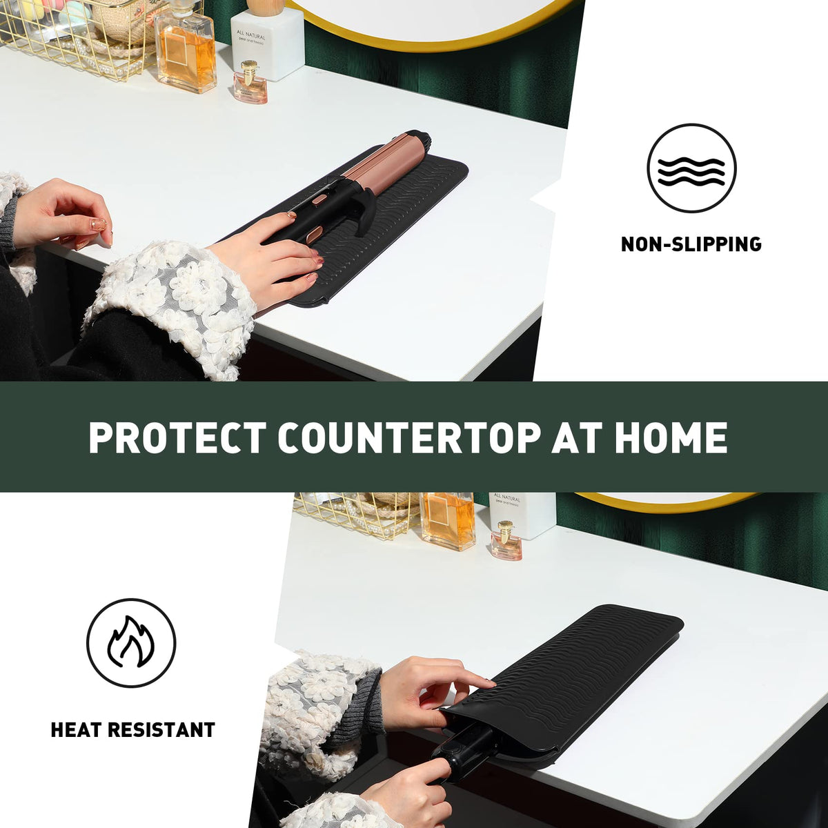 ZAXOP silicone mat pouch displayed on a makeup table