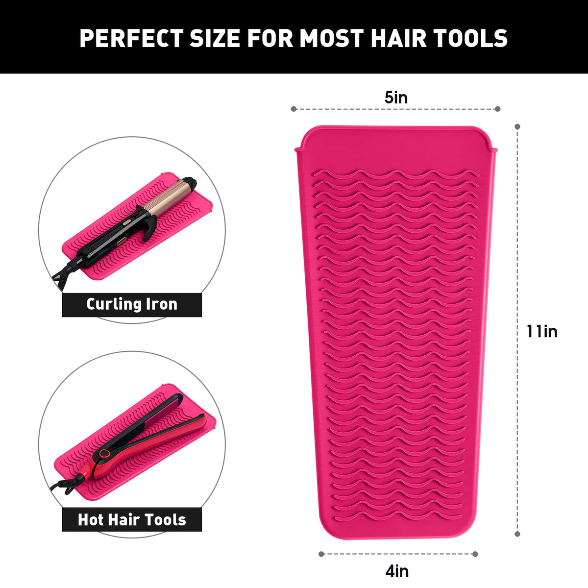 ZAXOP silicone mat pouch showing compact size for flat iron storage