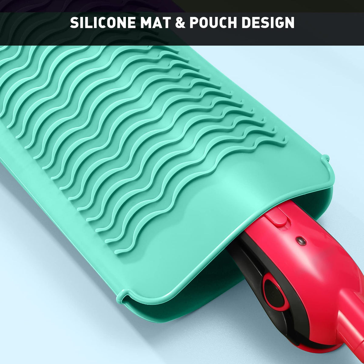 ZAXOP silicone mat pouch with flat iron on top