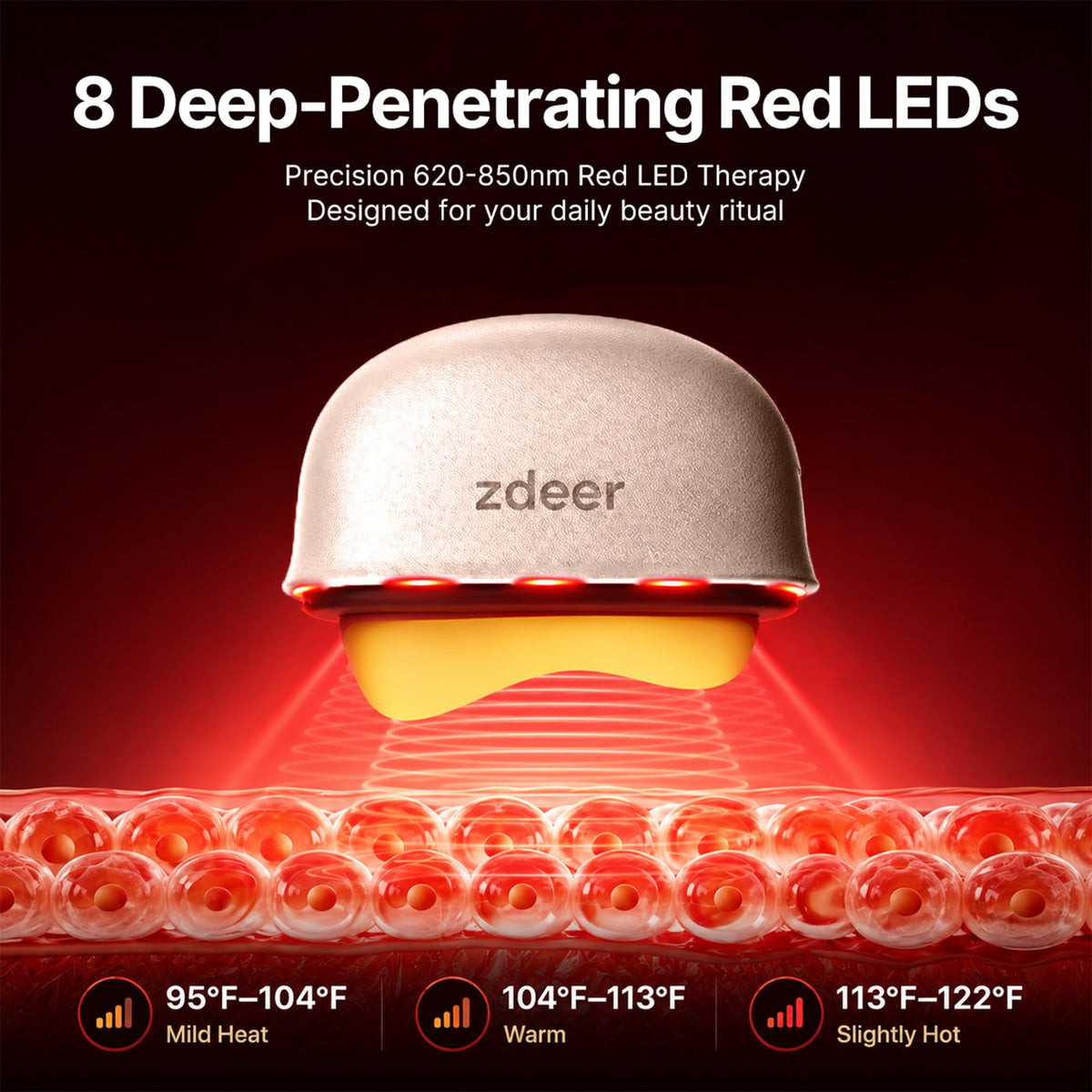 ZDEER GS5 Electric Heated Gua Sha Tool showing heat settings
