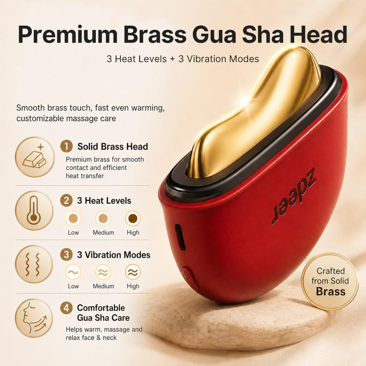 ZDEER Gua Sha Tool with charging cable and packaging
