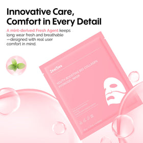 ZealSea Bio Collagen Hydrogel Face Mask in a bathroom setting