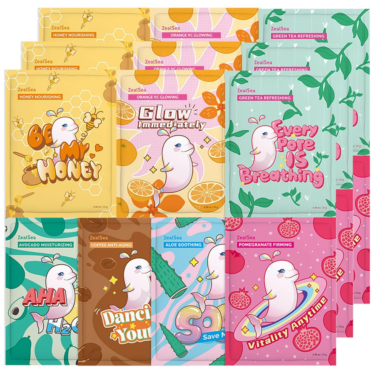 ZealSea Face Masks 21 Pack featuring natural ingredients