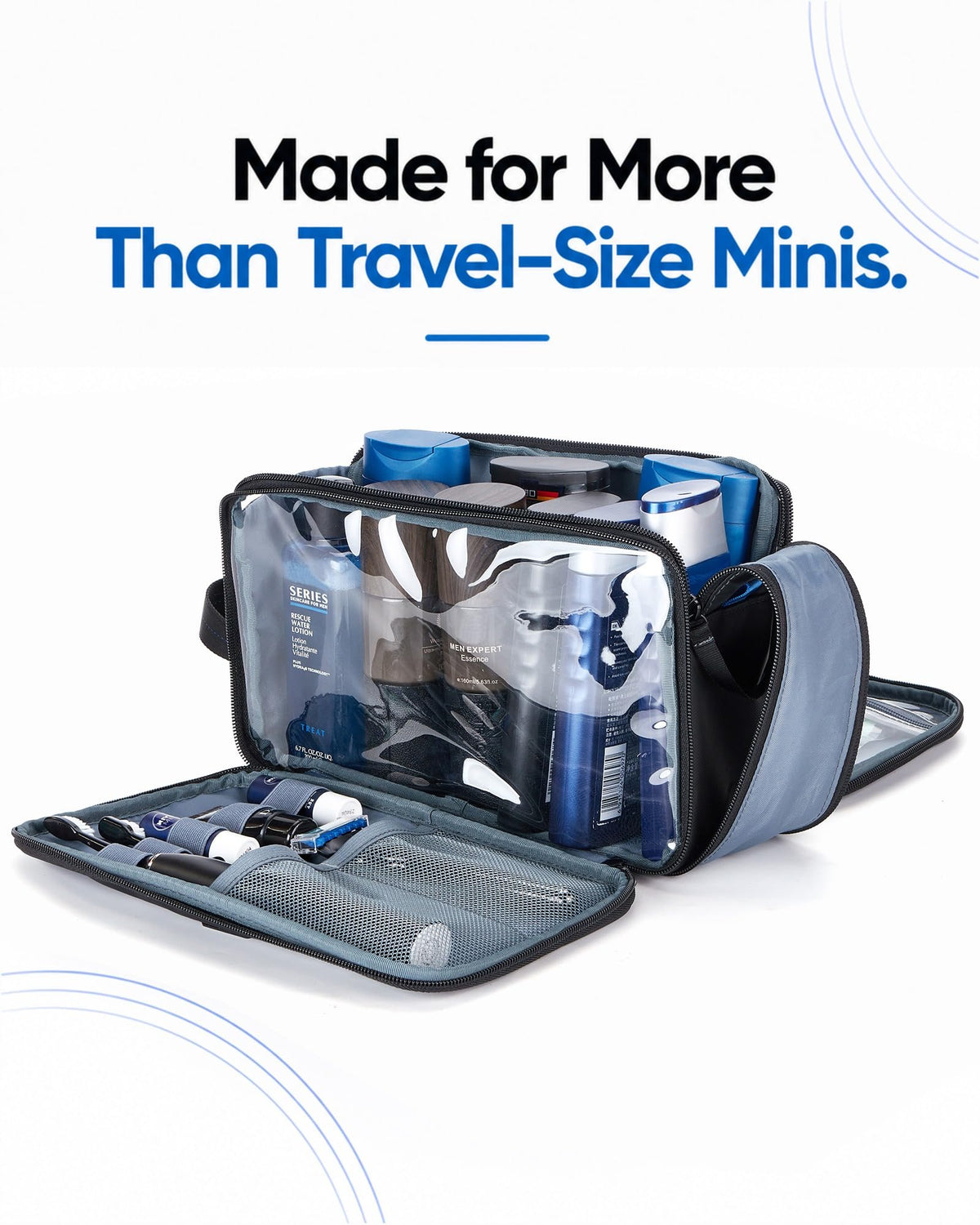 ZEEMO Travel Toiletry Bag displayed on a bathroom counter