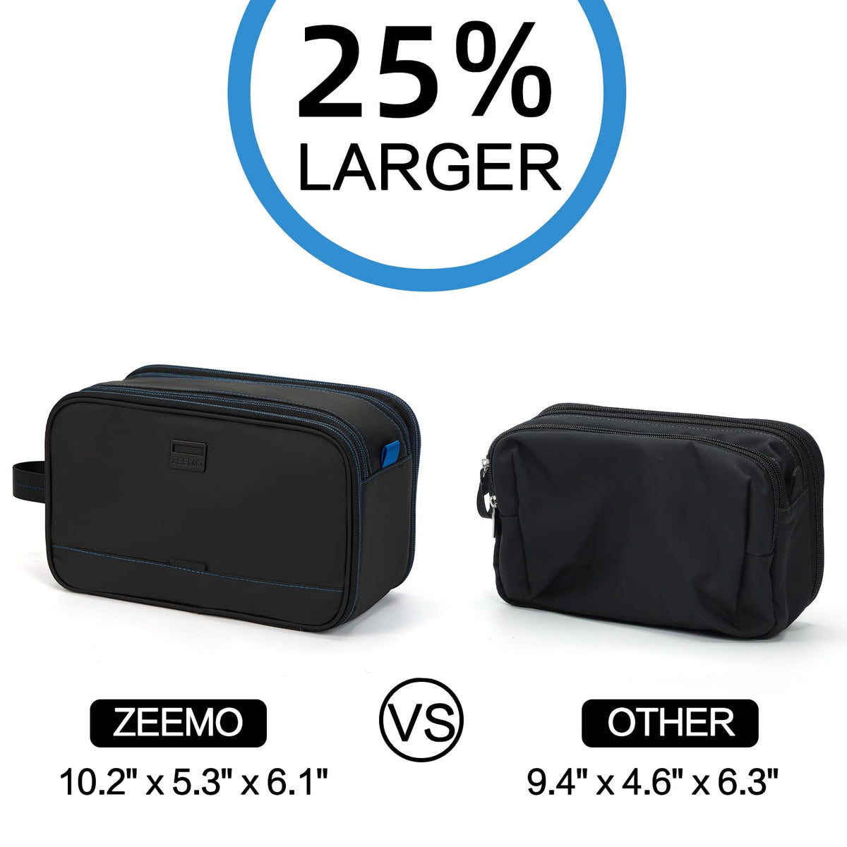 ZEEMO Travel Toiletry Bag flat open displaying organized items