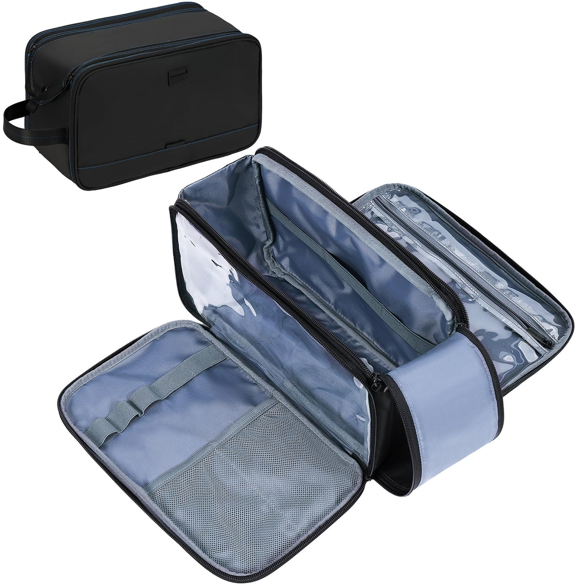 ZEEMO Travel Toiletry Bag for Men front view with dual compartments