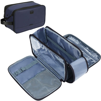ZEEMO Travel Toiletry Bag front view with dual compartments