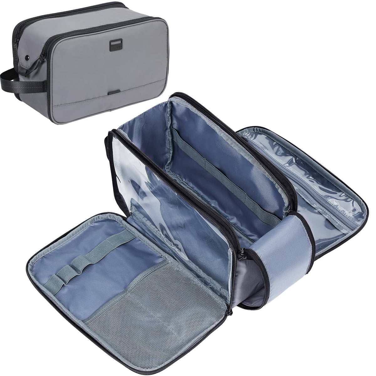 ZEEMO Travel Toiletry Bag front view with dual compartments