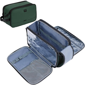 ZEEMO Travel Toiletry Bag front view with dual compartments